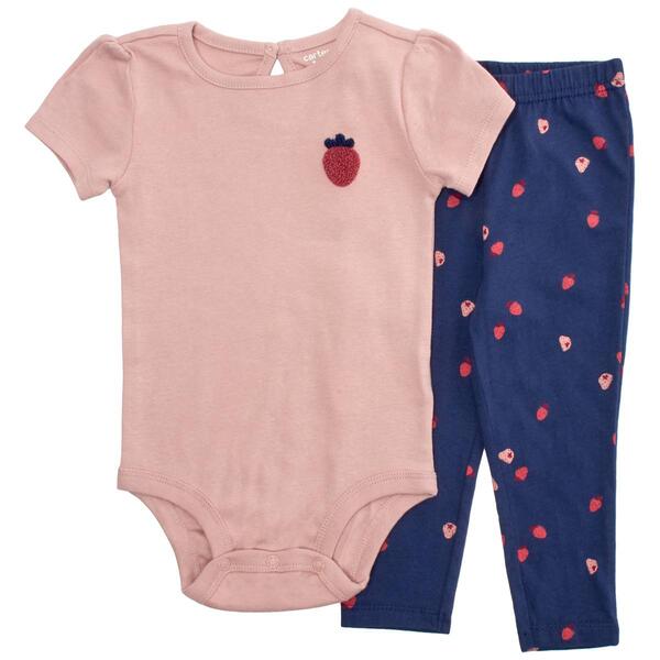 Baby Girl &#40;NB-24M&#41; Carter''s&#40;R&#41; Strawberry Bodysuit & Pants Set - image 