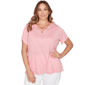 Plus Size Heart''s of Palm Bloom Service Solid Short Sleeve Top W - image 1