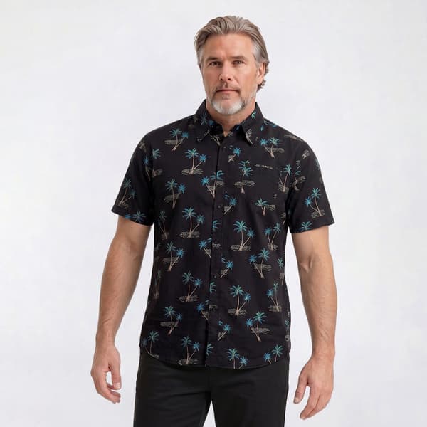 Mens Big & Tall Joe Marlin Palm Button Down Shirt - image 