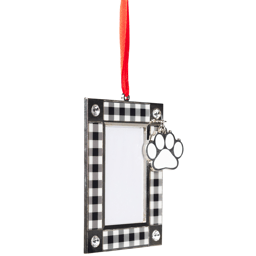 Northlight Paw Print Plaid Pet Photo Frame Christmas Ornament