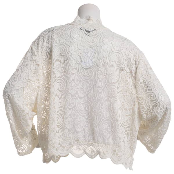 Plus Size Perceptions Lace Scallop Trim Open Bolero
