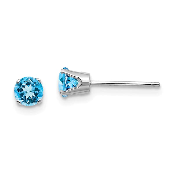 Gemstone Classics&#40;tm&#41; White Gold 4mm. Blue Topaz Earrings - image 