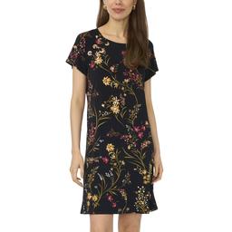 Petite MSK Short Sleeve Grommet Shift Trim Dress
