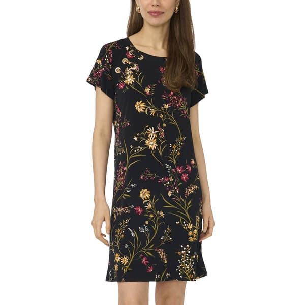 Petite MSK Short Sleeve Grommet Shift Trim Dress