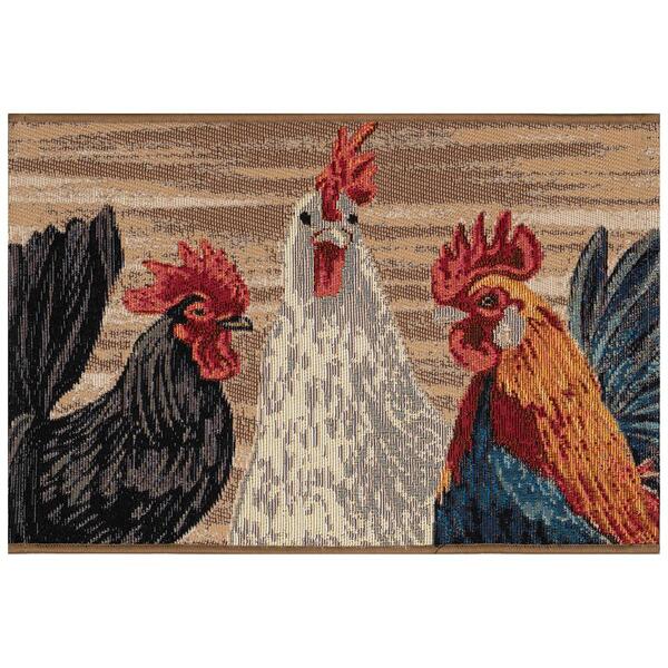 Liora Manne Esencia Three Roosters Rectangular Accent Rug - image 