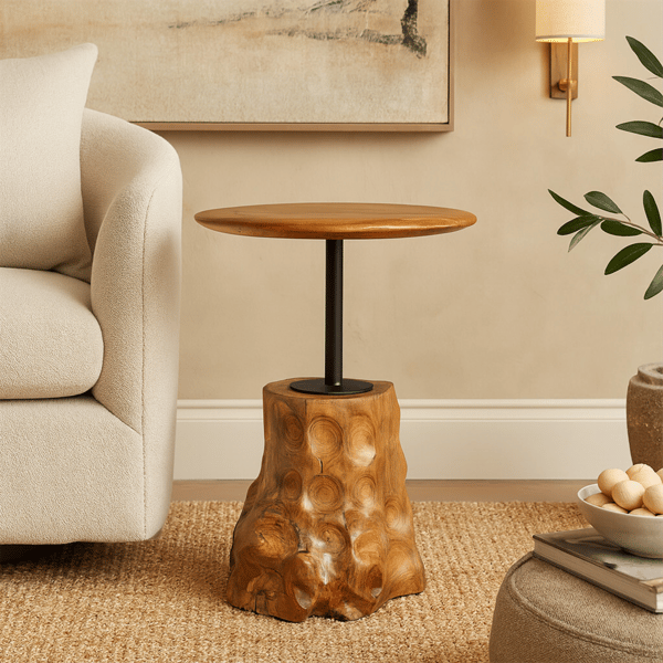 9th & Pike® Contemporary Brown Teak Wood Accent Table