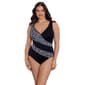 Womens Great Lengths Geometric V Neck One Piece Swimsuit - image 1