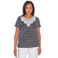 Womens Alfred Dunner Classics Neutral Short Sleeve Stripe Tee - image 1