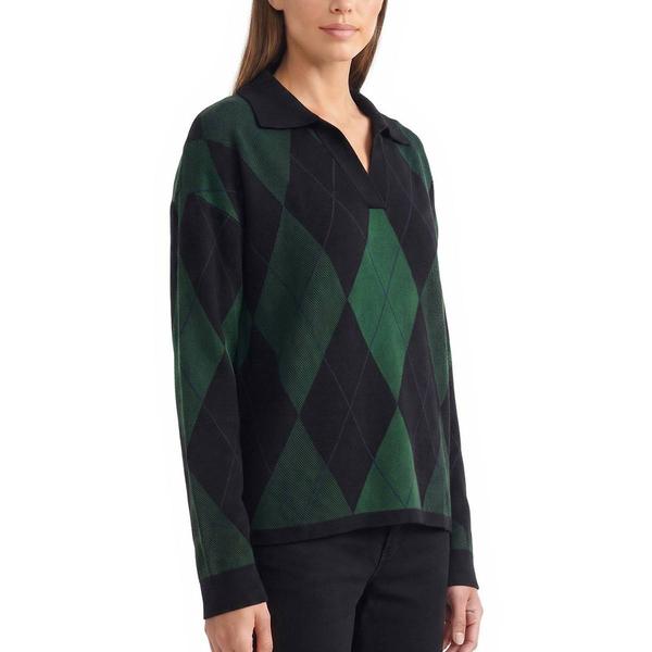 Womens Jones New York Long Sleeve Argyle Polo Sweater