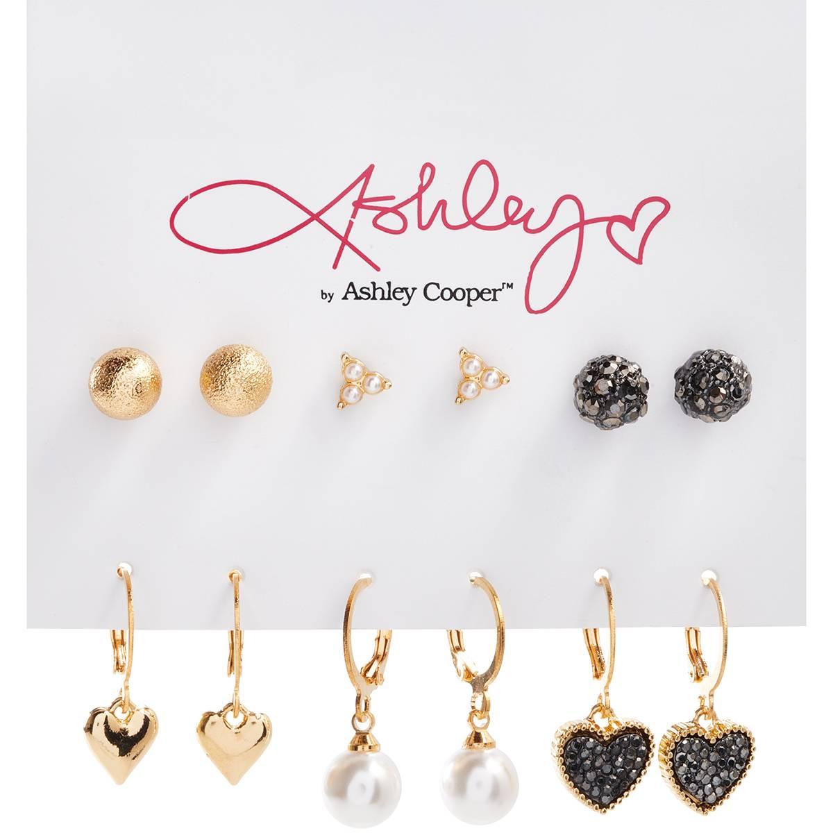 Ashley Crystal/Hearts/Pearl Drop Earring Set