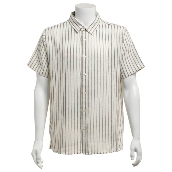 Young Mens VSTR Vertical Stripe Textured Shirt - White/Black - image 