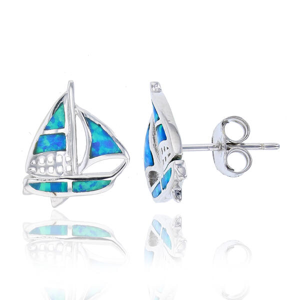 Gemstone Classics&#40;tm&#41; Created Opal Ship Stud Earrings - image 