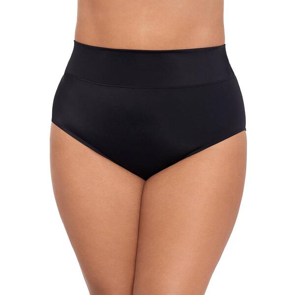 Plus Size TrimShaper Solid High Waist Shirred Brief Swim Bottoms - image 