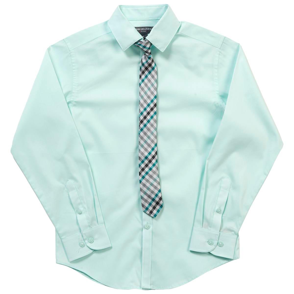 Boys (8-20) Van Heusen® Long Sleeve Shirt & Tie Set - Blue...
