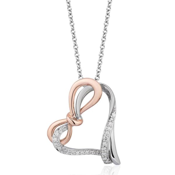 Enchanted by Disney Sterling Silver Rose Gold Heart Pendant - image 