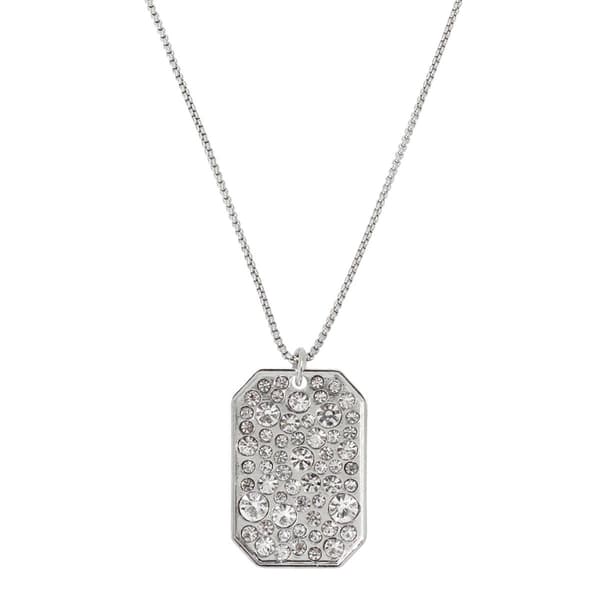 Steve Madden Pavé ID Tag Pendant Slider Pendant Necklace