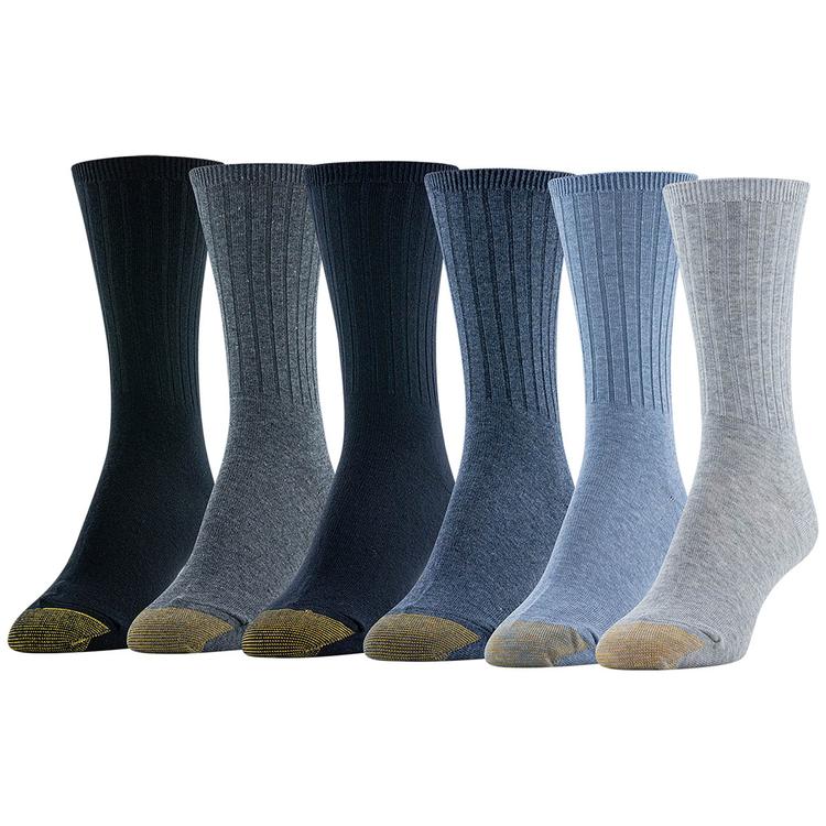 Womens Gold Toe(R) 6pk. Extended Ribbed Crew Socks