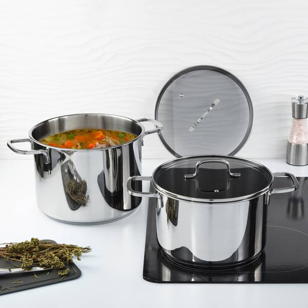 BergHOFF Helix Stainless Steel 10.25in. Stockpot w/ Glass Lid