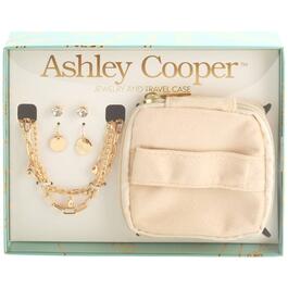 Ashley Cooper&#40;tm&#41; Gold Necklace & Earrings Travel Jewelry Pouch Set