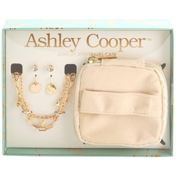 Ashley Cooper&#40;tm&#41; Gold Necklace & Earrings Travel Jewelry Pouch Set - image 