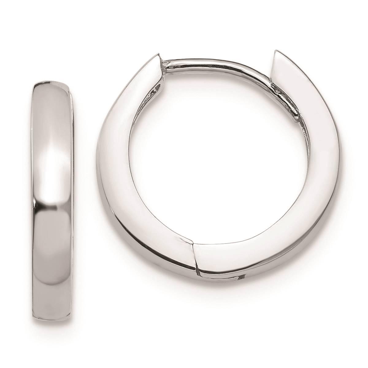 Womens Gold Classics(tm) 14kt. White Gold Hinged Hoop Earrings