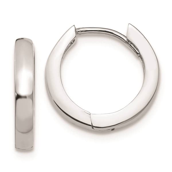 Womens Gold Classics&#40;tm&#41; 14kt. White Gold Hinged Hoop Earrings
