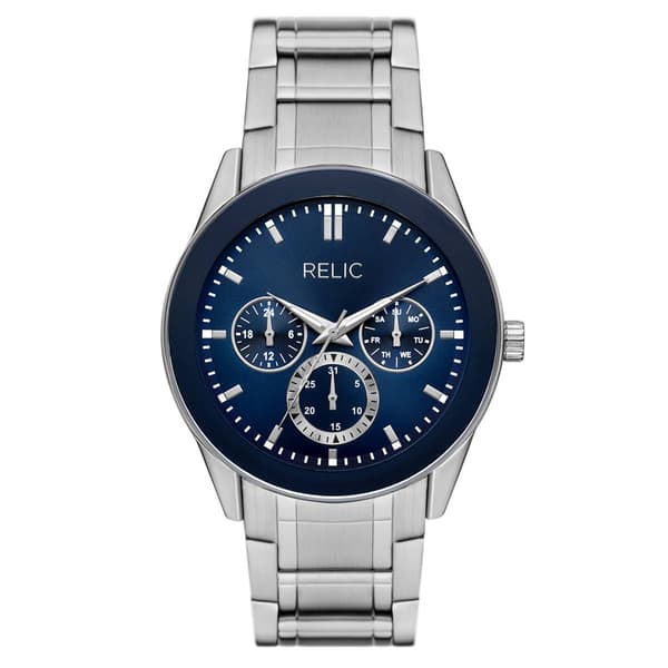 Mens RELIC by Fossil Silver-Tone Blue Sunray Dial Watch - ZR77344 - image 