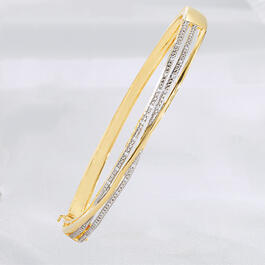 Diamond Classics&#40;tm&#41; Silver & Gold Plated 1/10ctw Bracelet