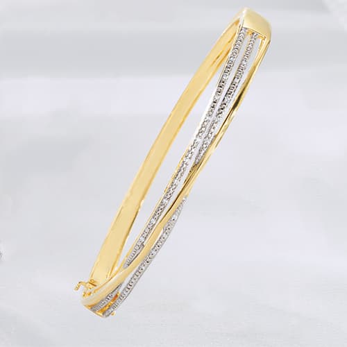 Diamond Classics(tm) Silver & Gold Plated 1/10ctw Bracelet - image 