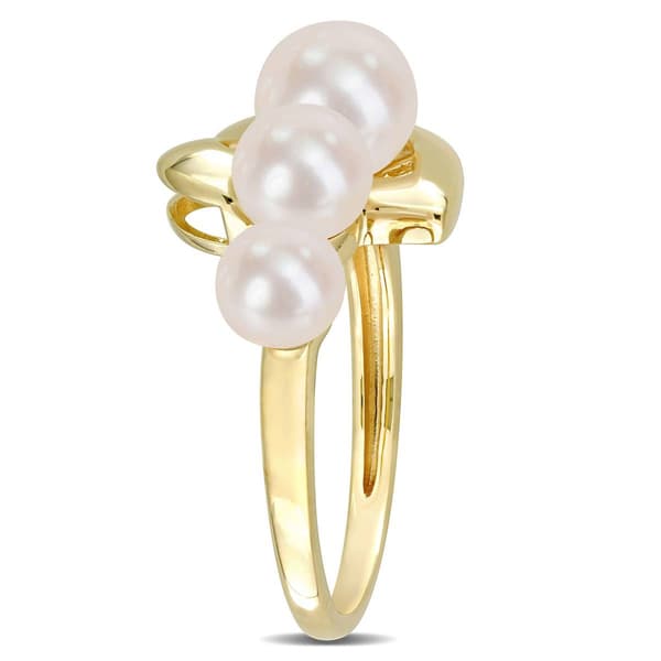 Gemstone Classics™ Yellow Plated Sterling Silver Pearl Ring