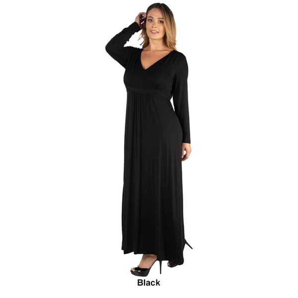 Plus Size 24/7 Comfort Apparel Maxi Dress With Waist Tie