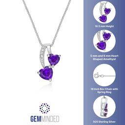 Gemminded Sterling Silver 5mm Heart Created Amethyst Pendant