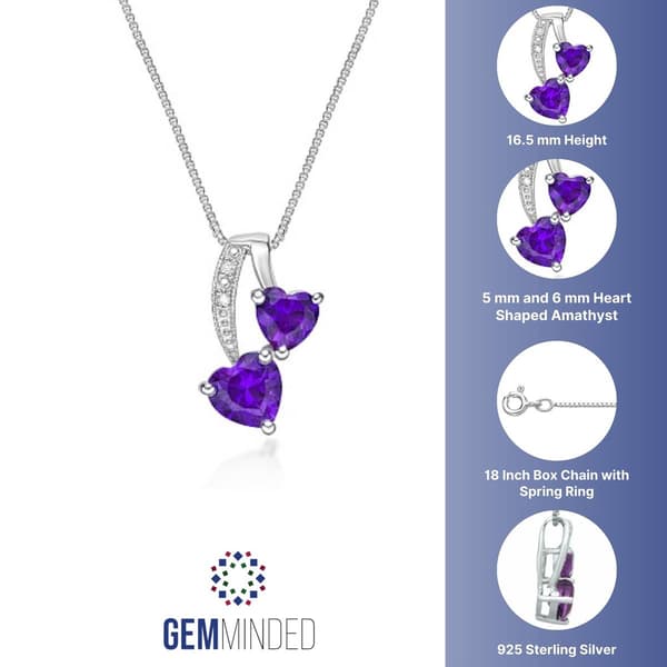 Gemminded Sterling Silver 5mm Heart Created Amethyst Pendant