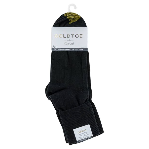 Womens Gold Toe® 3pk. Extended Turn-Cuff Quarter Socks
