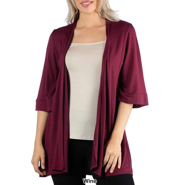 Womens 24/7 Comfort Apparel Elbow Length Open Front Cardigan