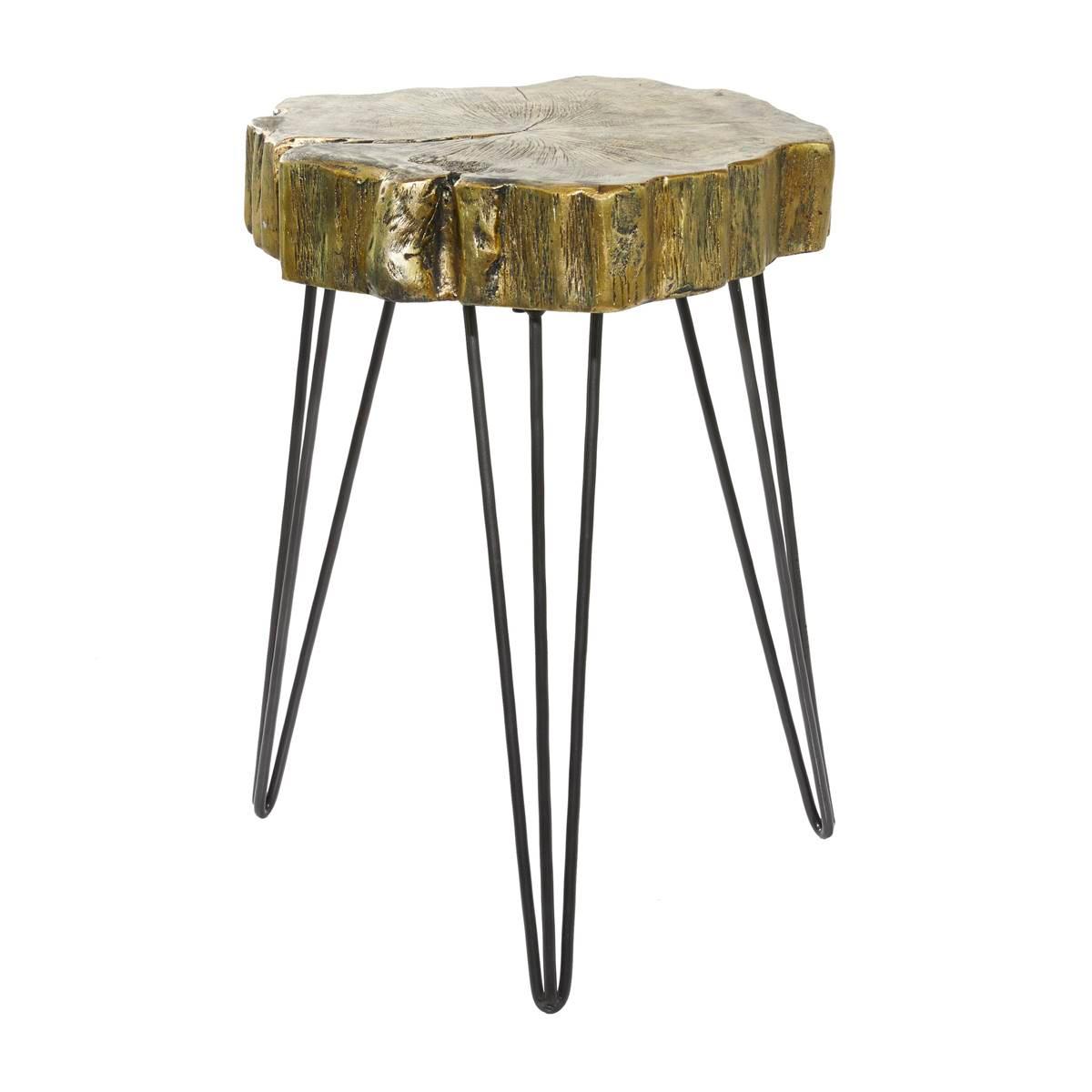 9th & Pike® Gold Polystone and Metal Modern Accent Table