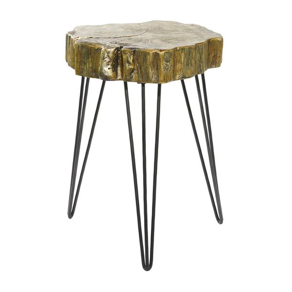 9th & Pike® Gold Polystone and Metal Modern Accent Table
