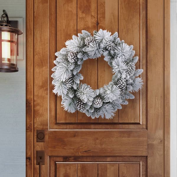 Puleo International 32in. Flocked Berkshire Spruce Wreath