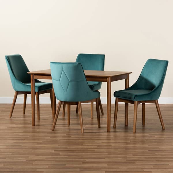 Baxton Studio Gilmore Modern/Contemporary Velvet 5pc. Dining Set