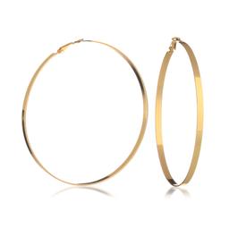 Guess Silver-Tone Large Flat Edge Hoop Earrings