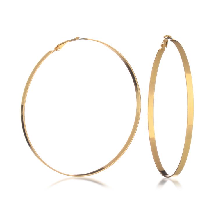 Guess Silver-Tone Large Flat Edge Hoop Earrings