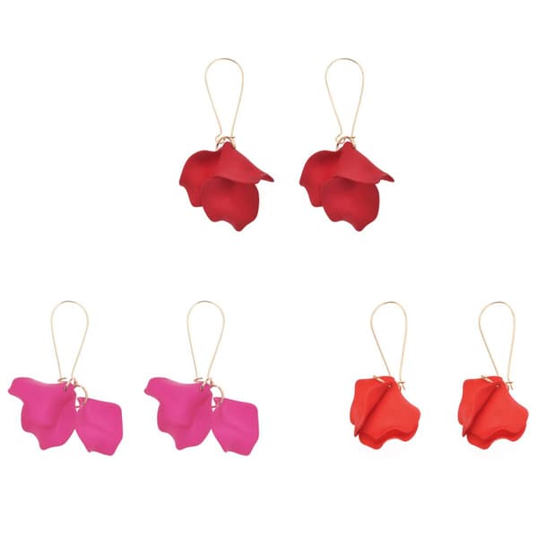 Ashley Cooper(tm) Red Pink Flower Trio Earring Set - image 