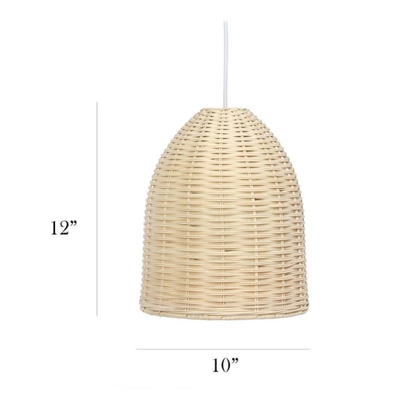 Elegant Designs Coastal Elongated Dome Rattan Pendant Light