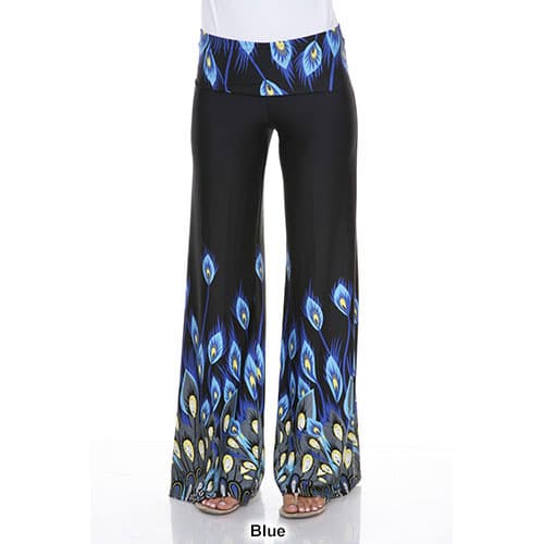 Womens White Mark Print Palazzo Pants - Peacock
