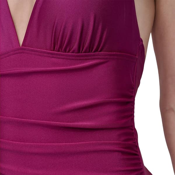 Womens DKNY Solid Halter One Piece Swimsuit