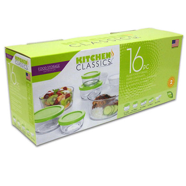 Kitchen Classics 16pc. Round Food Storage with Green Lids - image 