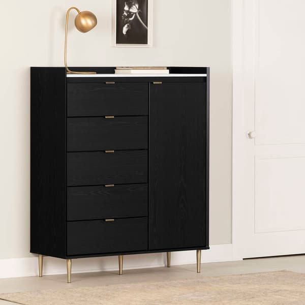 South Shore Hype Door Chest w/ 5 Drawers & Faux Carrara Marble