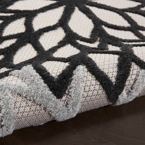 Nourison Aloha Monochrome Tropical Round Rug