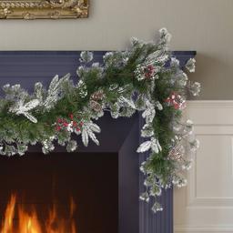 Puleo International 9ftx10in Life-Like 220 Tips Decorated Garland