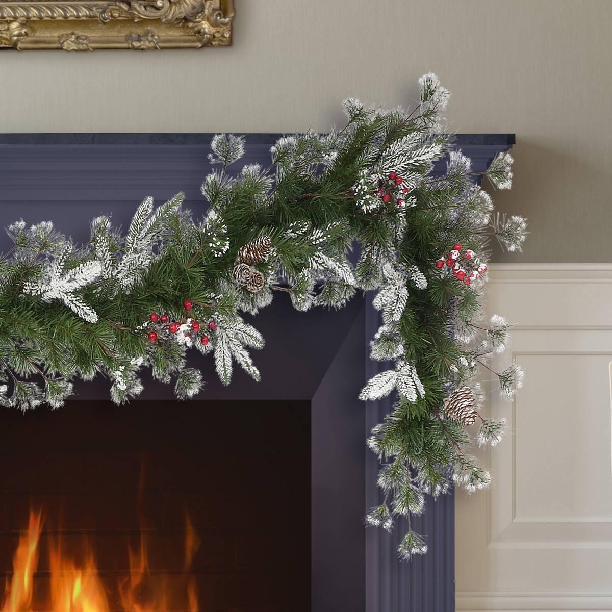 Puleo International 9ftx10in Life-Like 220 Tips Decorated Garland